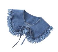 DUBTEDHOU Il Falso Collare, Colletto a Scialle Finto Denim da Donna 2 Pezzi Varianti Blu(Deep Blue)