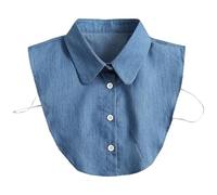 DUBTEDHOU Il Falso Collare, Colletto Staccabile in Denim da Donna 3 Pezzi Blu E Nero(Blue style6)