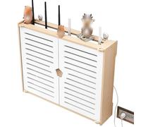 DUBTEDHOU Mensola per router con supporto a parete, Scaffale for router a doppia porta, scatola for la gestione dei cavi a parete, in legno e PVC, dimensioni multiple(37x10x33cm)