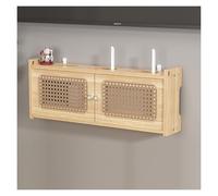 DUBTEDHOU Mensola per router con supporto a parete, Scaffale for router in legno rattan, scatola for montaggio a parete, multicolore, dimensioni multiple(Brown,L60cm/23.6in)