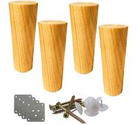DUBTEDHOU Piedini per mobili in legno, 4 gambe di ricambio for mobili in legno massello marrone altezza 6-70 cm con accessori di montaggio(15cm/5.9in)