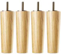 DUBTEDHOU Piedini per mobili in legno, Gambe for Mobili 4 Pezzi Con Bulloni M8 Colore Legno 6-25 cm(15cm/5.91in)