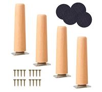 DUBTEDHOU Piedini per mobili in legno, Gambe for mobili in legno da 4 pezzi 5-70 cm con piastre di montaggio e viti(15cm/5.9in)