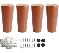 DUBTEDHOU Piedini per mobili in legno, Gambe for Mobili In Legno Marrone 8-80 cm Confezione Da 4 Con Piastra Di Montaggio E Viti(15cm/5.9in)