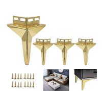 DUBTEDHOU Piedini triangolari in metallo per mobili, Piedini for mobili triangolari in metallo da 4 pezzi, oro nero, 10-15 cm(Gold,10cm(3.9in))