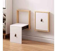 DUBTEDHOU Sgabello invisibile per cambiarsi le scarpe, Wall Mounted Folding Shoe Changing Stool Steel Frame Solid Wood Multicolor(White 2)