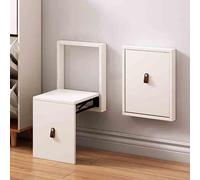 DUBTEDHOU Sgabello invisibile per cambiarsi le scarpe, Wall Mounted Folding Shoe Changing Stool Steel Frame Solid Wood Multicolor(White 1)