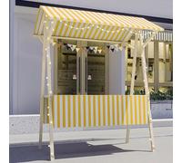 DUBTEDHOU Stand leggero per mercati contadini, Carrello venditore pieghevole con tettuccio multicolore, larghezza 120-150 cm(Yellow,Width/120cm(47 1/4"))