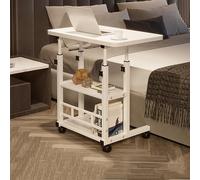 DUBTEDHOU Tavolino a forma di C, Scrivania con rotelle for laptop ad altezza regolabile con spazio for riporre il divano, dimensioni multiple multicolori(Bianco,60 * 40cm/24 * 16in)