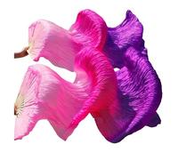 DUBTEDHOU ventaglio in bambù per Danza del Ventre, Coppia di ventagli di Danza del Ventre in Seta for Bambini e Donne, Multicolore, Larghezza 90 cm, Lunghezza 120-240 cm(22,1 Pair 120x90cm)