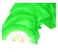 DUBTEDHOU ventaglio in bambù per Danza del Ventre, Veli a ventaglio in Seta di bambù Fatti a Mano for Danza del Ventre 1,5 m Multicolore Taglia D(Green Left Hand)