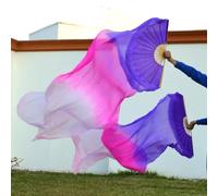DUBTEDHOU ventaglio in bambù per Danza del Ventre, Ventagli di Danza del Ventre in Seta Multicolor, Misure Multiple, 2 Pezzi(Gold,180cm 90cm)