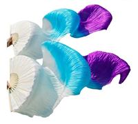 DUBTEDHOU ventaglio in bambù per Danza del Ventre, Ventagli di Danza del Ventre in Seta Multicolor, Misure Multiple, 2 Pezzi(Light Purple,150cm 90cm)