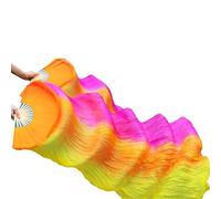 DUBTEDHOU ventaglio in bambù per Danza del Ventre, Ventagli di Danza del Ventre Seta Vera e Imitazione Fatta a Mano, Tinta, Multicolore, Dimensioni Multiple, 2 pz(20,Real Silk 180x90cm)