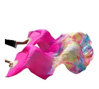 DUBTEDHOU ventaglio in bambù per Danza del Ventre, Ventagli di Danza in Seta for spettacoli teatrali, 2 Pezzi, Multicolore, 90x(120-280) cm(Auburn,XXL 280x90cm)