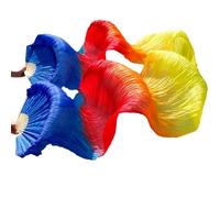 DUBTEDHOU ventaglio in bambù per Danza del Ventre, Ventagli di Danza in Seta for spettacoli teatrali, 2 Pezzi, Multicolore, 90x(120-280) cm(Sky Blue,XL 230x90cm)