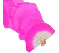 DUBTEDHOU ventaglio in bambù per Danza del Ventre, Ventagli di Velo a 14 Costole in Seta imitata di bambù for Danza del Ventre, Confezione da 2, Multicolore, 1-1,8 m(Total Length 1.3 m Rosy)