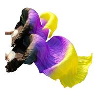 DUBTEDHOU ventaglio in bambù per Danza del Ventre, Ventaglio di Danza del Ventre in bambù Imitazione Seta Multicolore 150 cm(Red,150cm)