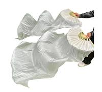 DUBTEDHOU ventaglio in bambù per Danza del Ventre, Ventaglio di Danza del Ventre in Seta 180 cm colorato 2 Pezzi Performance sul palco(Left Hand)