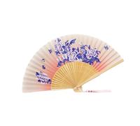 DUBTEDHOU Ventaglio tradizionale, Ventaglio pieghevole con nappa stampa floreale multicolore in seta fatto a mano unisex 21 cm x 38 cm