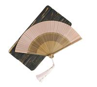 DUBTEDHOU Ventaglio tradizionale, Ventaglio pieghevole in bambù e seta artificiale in multicolore, 21 cm(Pink)