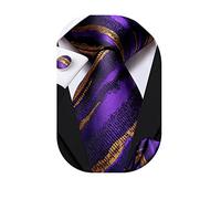 Dubulle Cravatta Uomo Cachemire Strisce Cachemire Set Cravatta Uomo fazzoletto Gemelli Matrimonio Cravatta Formale, C Viola/Oro, M