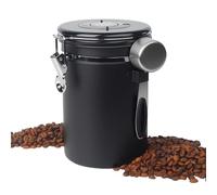 DUBUOZA 1,8 LBarattolo per caffè sigillato in acciaio inox,Contenitore chicchi di con indicatore data e cucchiaio dosatore inox, adatto caffè, foglie tè, noci cacao