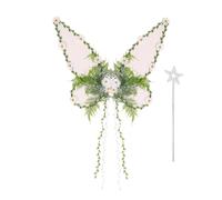 Dubute Ali da fata per adulti e donne, ali di farfalla, per ragazze, fiori e foglie, ali d'angelo, costume per Halloween (bianco-A, taglia unica)