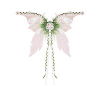 Dubute Ali da fata per adulti e donne, ali di farfalla, per ragazze, fiori e foglie, ali d'angelo, costume per Halloween (bianco-C, taglia unica)
