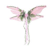 Dubute Ali da fata per adulti e donne, ali di farfalla, per ragazze, fiori e foglie, ali d'angelo, costume per Halloween (rosa, taglia unica)
