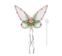 Dubute Ali da fata per adulti e donne, ali di farfalla, per ragazze, fiori e foglie, ali d'angelo, costume per Halloween (rosa, taglia unica)