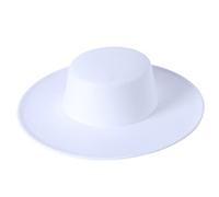 Dubute Cappello da donna a tesa larga piatto formale classico bombetta cappello da barca in feltro Derby Church Cap, bianco, Taglia unica
