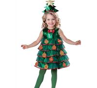 Dubute Costume da albero di Natale per bambine, con tutù, per feste di Natale, cosplay, con copricapo (verde militare, 90)