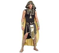 Dubute Costume da faraone egiziano per Halloween, da uomo, per adulti, con copricapo, per cosplay, feste, 7 pezzi, colore nero, XXL