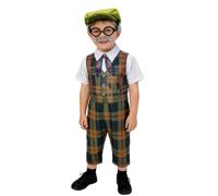 Dubute Costume da uomo anziano per bambini e ragazzi, con tuta da nonno, per Halloween, colore: verde militare, 5-6 anni