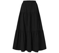 Dubute Donne Fairy Grunge Gonne Lunghe Vintage Svasato Maxi Gonna Elastico Vita Grande Orlo Gonne, Nero , XXXXXL