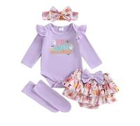 Dubute My First Halloween Baby Girl Outfit neonato 1 ° Halloween Punmkin pagliaccetto tutù gonna vestito fascia carino 4 pezzi, Viola-My 1st halloweer A, 6-9 Months