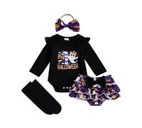 Dubute My First Halloween Baby Girl Outfit neonato 1 ° Halloween Punmkin pagliaccetto tutù gonna vestito fascia carino 4 pezzi, Black-My 1st halloweer, 12-18 Months