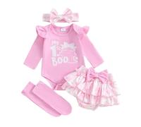 Dubute My First Halloween Baby Girl Outfit neonato 1 ° Halloween Punmkin pagliaccetto tutù gonna vestito fascia carino 4 pezzi, Pink-My 1st halloweer A, 9-12 Months