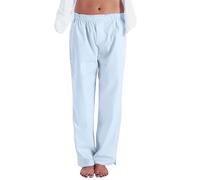 Dubute Pantaloni da pigiama da donna, comodi, casual, con stampa a righe Y2K, con coulisse, a palazzo, gamba larga, A righe blu cielo, L