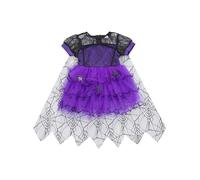 Dubute Vestito per Halloween da bambina, da strega, a maniche corte, in tulle, da vampiro (viola, 3-4T)