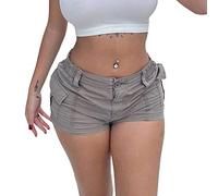 Dubute Y2k Cargo Shorts per le Donne Elastico Vita Bassa Tasche Pantaloncini Sexy Slim Fit Escursioni Cargo Short Outwear, grigio, L