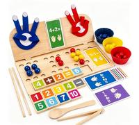 Dubydu Gioco Montessori Matematica per Bambini 3 4 5 Anni, Set Educativo con Perline, Blocchi Numerici e Mani Contanti, Gioco di Addizione con 20 Carte Didattiche, Educativo STEM per Bambini