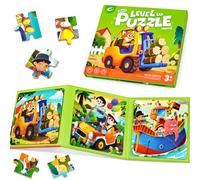 Dubydu Puzzle Magnetico Veicoli, Libro 3 in 1, 12 16 20 Pezzi (Traffic) | 3 puzzle di veicoli da 12, 16 e 20 pezzi, formato pieghevole, pezzi magnetici, per bambini da 1 anno e in viaggio