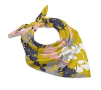 ducanll Bandana di seta gialla Arte Astratta Fiore Con Strati Sciarpa Versatile, Arte astratta Fiore Con Strati, 25" x 25"