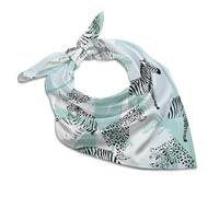 ducanll Bandana in seta verde leopardo tigre zebra texture pittura sciarpa versatile, Leopardo Tigre Zebra Texture Pittura, 18" x 18"
