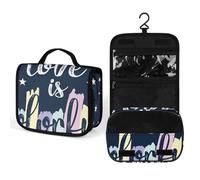 ducanll Borsa per il trucco, borse cosmetiche personalizzate per le donne, L'amore è colorato, 22.5(fold)/41(unfold)L x 7W x 18.5H cm, Astuccio per trucchi