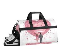 ducanll Borsone da palestra con sfondo bianco, per uomini e donne, 43 l, per sport, coppia d'amore, borsone da viaggio per uomo con scomparto per scarpe, borse da trasporto per aerei e donne, Coppia