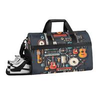 ducanll Borsone da palestra per musica, da donna, impermeabile, per amanti della chitarra, borsone da viaggio per uomini e donne, borsa da notte con scomparto per scarpe, Amante della chitarra, 19.7 x