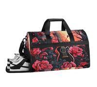 ducanll Borsone da palestra per musica, da donna, impermeabile, sportivo, con motivo floreale, da viaggio, per uomo e donna, con scomparto per scarpe, Fiore., 19.7 x 13.8 x 9.9 in